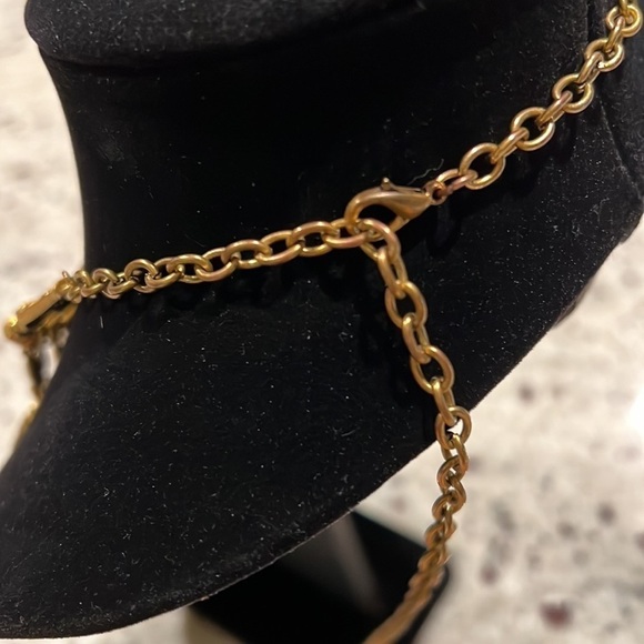 Boho Gypsy coins necklace in gold tone metal and rhine stones - Picture 7 of 11